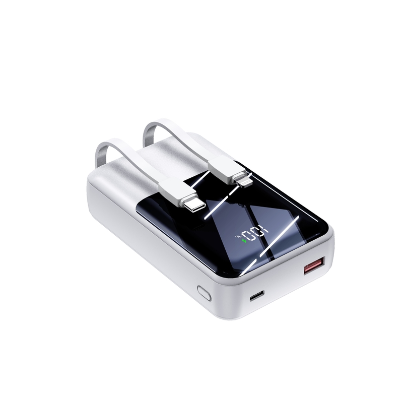 2024 Hot Sale 20000mAh 35W Super Fast Charging Power Banks With LED Display Built in Double-Cable Power Bank