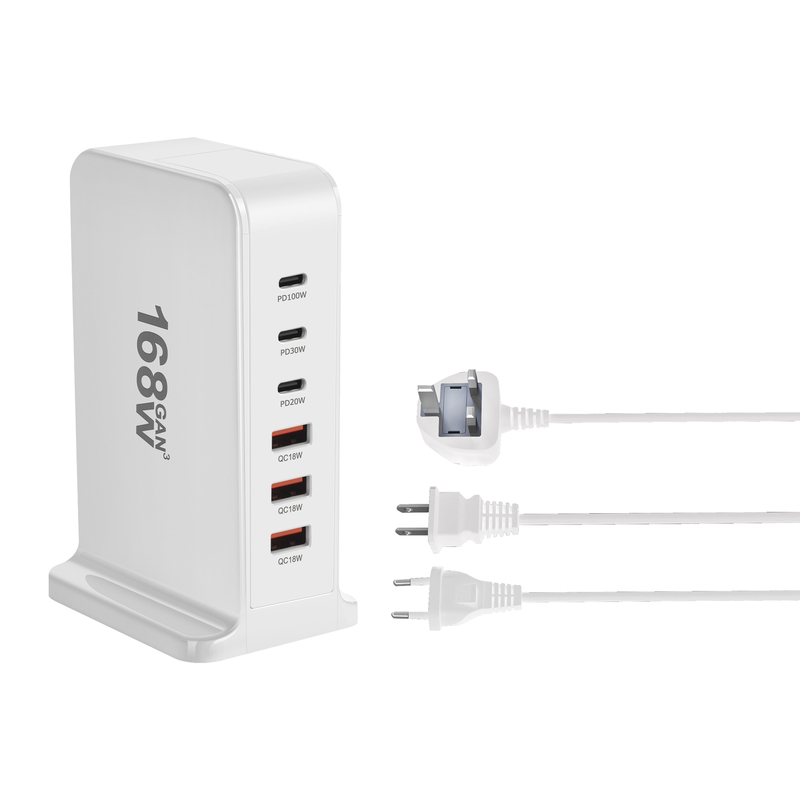 Factory Wholesale PD QC Multi Port 3 Usb a 3 Type C Fast Charging Gan 168w Cell Phone Turbo Charger