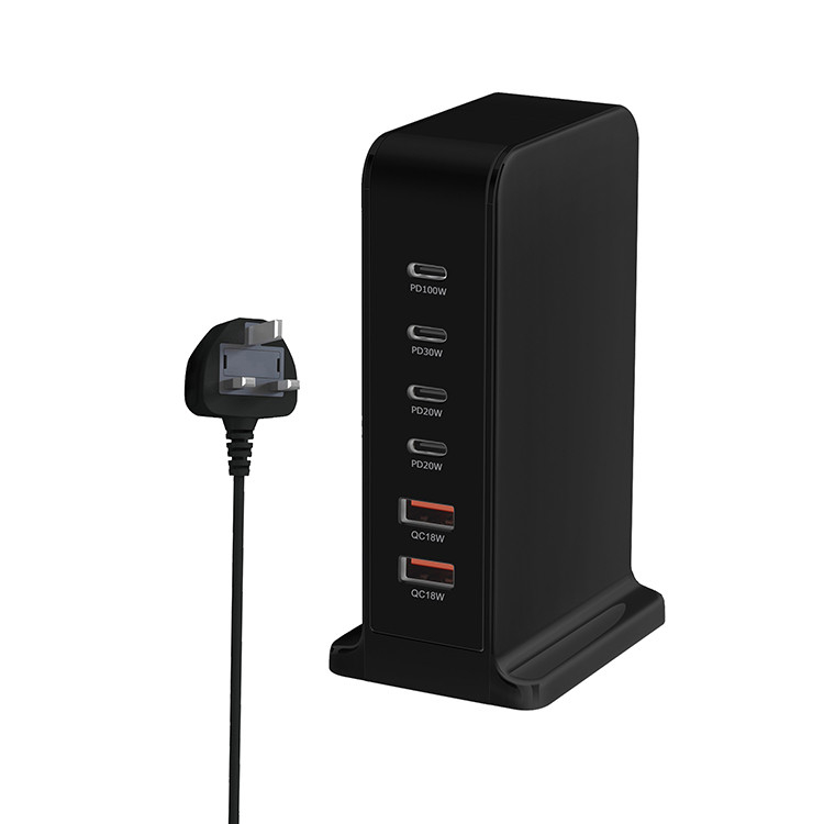 200W GaN Charger US Charger Block USBC Charging Station 4 Type C 2 USB a With Powerful PD 100W Type C Port Super Fast Charging