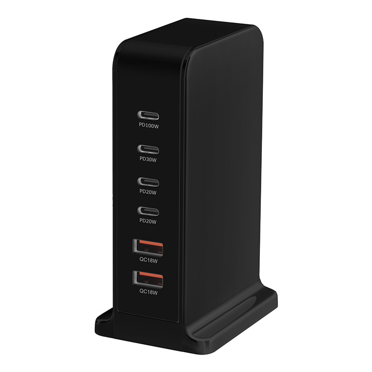 200W GaN Charger US Charger Block USBC Charging Station 4 Type C 2 USB a With Powerful PD 100W Type C Port Super Fast Charging