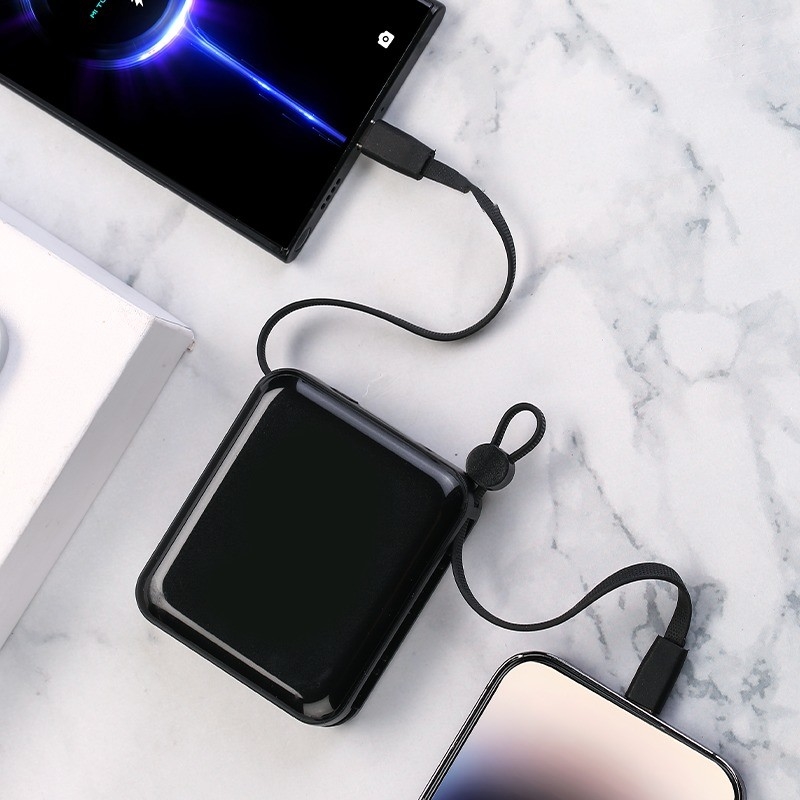 Portable Mini Power Bank 10000mAh 35W Super Fast Charging Power Banks With LED Display Built in Double-Cable Power Bank