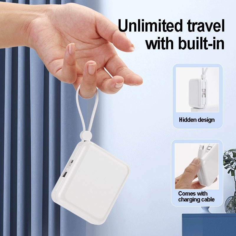 Portable Mini Power Bank 10000mAh 35W Super Fast Charging Power Banks With LED Display Built in Double-Cable Power Bank