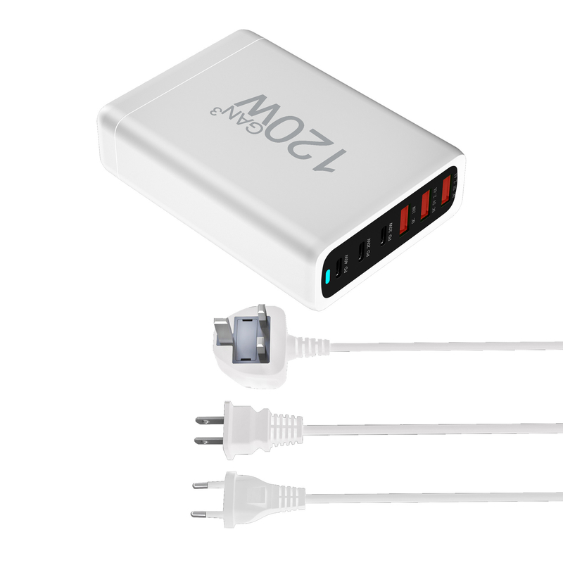 GaN 120W USB Type C Charging Station With Phone Fast Charger 6 Port Type-C Power Adapter for Iphone Pro and Samsung