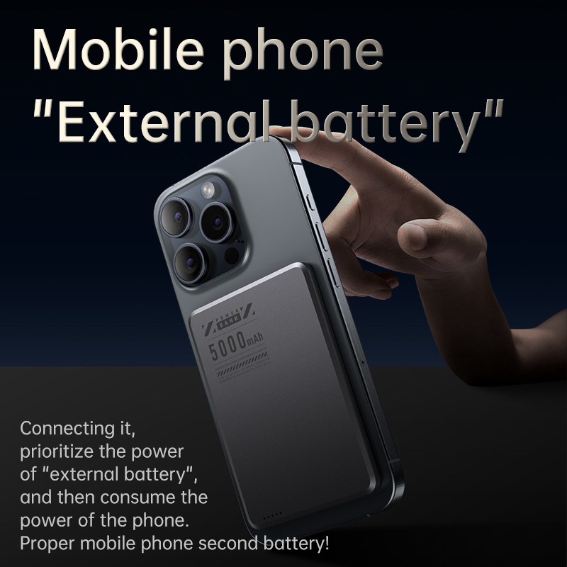 New 2-in-1 Ultra-thin Aluminum Alloy Mini Magnetic 15W 5000mAh Wireless Fast Charging Power Bank