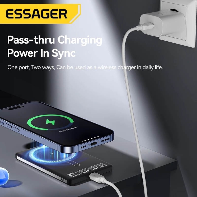 2025 PD 20W Metal Magnetic Wireless Charging Bank 5000mAh External Battery Charger for Iphone 15 14 13 ProMax Thin Charging Bank