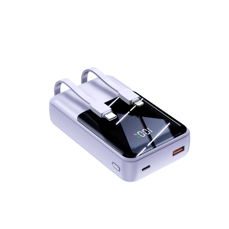 2024 Hot Sale Power Bank Module 20000mAh 35W Super Fast Charging Power Banks With LED Display Built in Double-Cable Power Bank