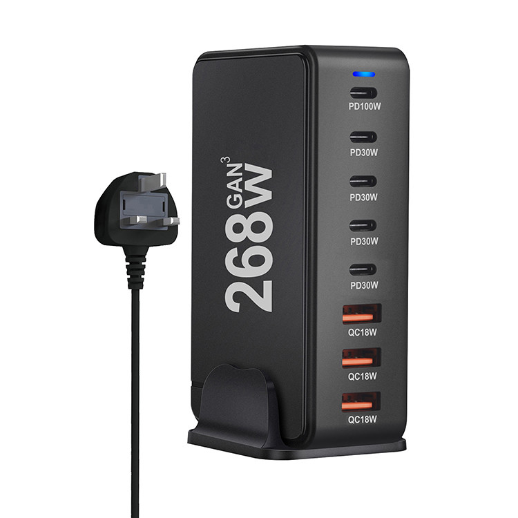 268w Gan Multi-ports Usb Type C Fast Charger Adapter Multiple Ports Pd Qc4.0 Desktop Fast Charger Mobile Phone Charger