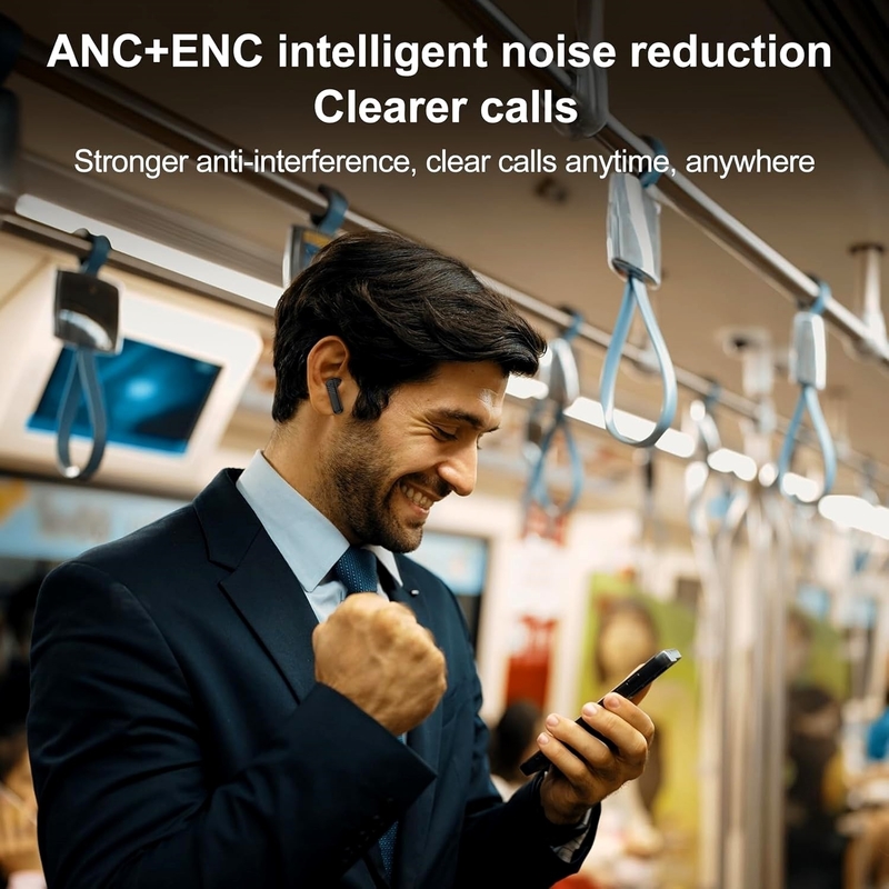 Touch Screen 5.4 Headphones with 40H Playtime Deep Bass Stereo with Call ENC Noise Active Noise Cancelling Wireless Earbuds