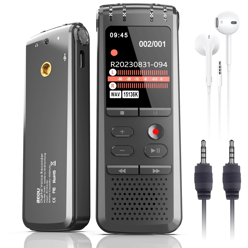 2025 Denoise with 4/1 Interface, 9248 Hours Recording, Audio Recording Device Voice Activated Dictaphone Digital Voice Recorder