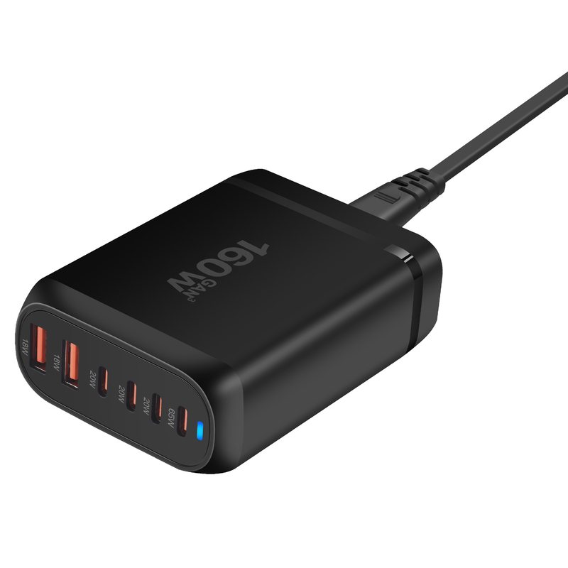 160W GaN USB Type C Fast Charger Multiple Ports PD Desktop Fast Charger Adapter Plug for IPhone Samsung and Laptop