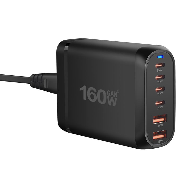 160W GaN USB Type C Fast Charger Multiple Ports PD Desktop Fast Charger Adapter Plug for IPhone Samsung and Laptop