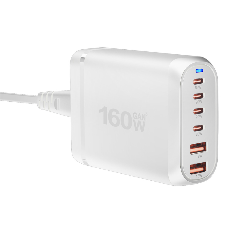 GaN 160W PD Fast Charging Usb Charger USB C 2 Type C 4 Ports for Samsung Mobile Phone Laptop PD USB Wall Charger Adapter