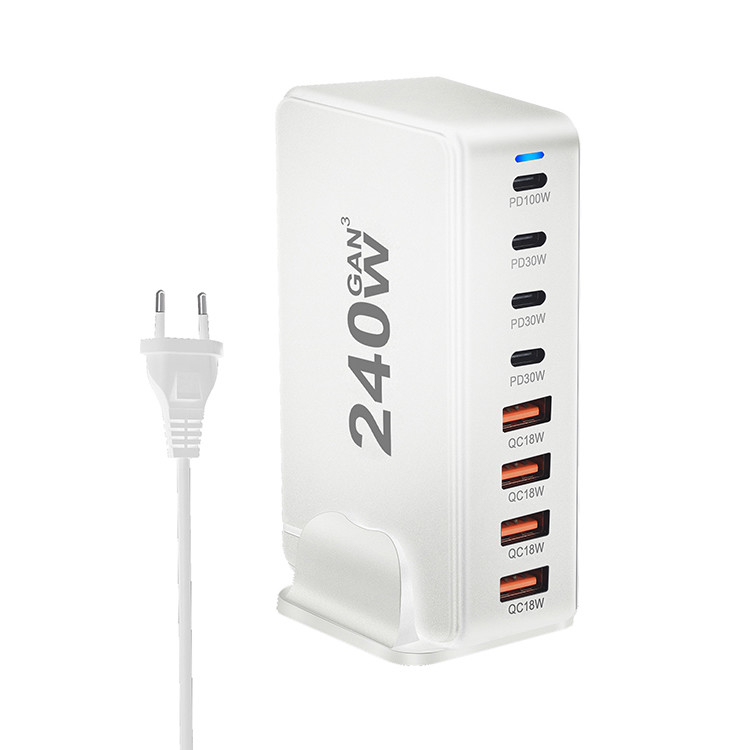 Superior Safety 240W GaN Fast Charger 8 in 1 USB C Charging Station Hub Block Multiple Devices