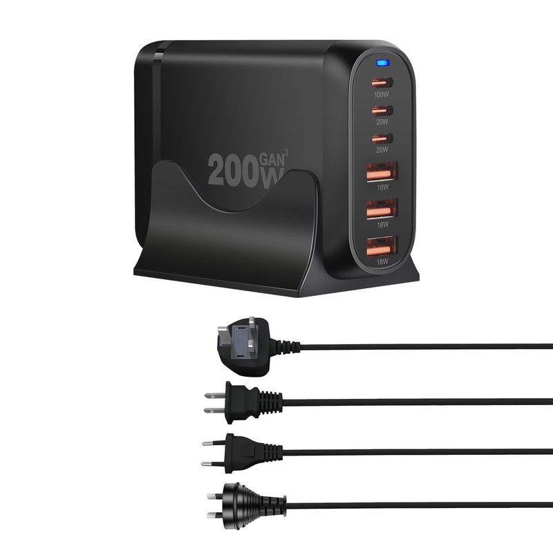 XZH Factory 200W USB C Mobile Phone PD 100W Fast Charging Station Charger Type C Adapter for Mobile Phone Samsung Xiaomi