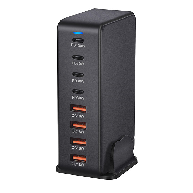 Universal 240W Fast Charging 8 Port PD & QC USB Tower Hub 4C4A PD GaN Charger Box