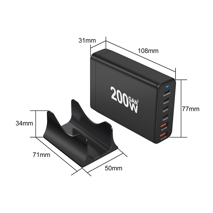 Quick Charge 200W Type C USB C Charger Charging Beast for Power Six Devices at Once