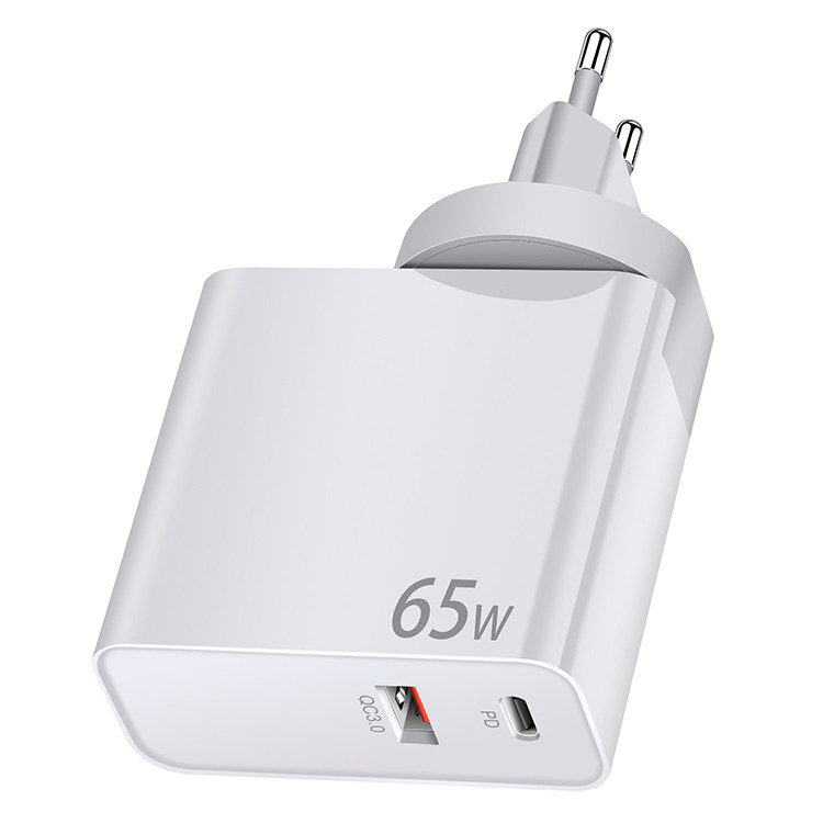 Foldable 65w Uk Eu Au Us Travel Plug Adapter With 1 Usb-c Pd and 1 Usb-a Qc3.0 Worldwide Universal Charger for Laptops
