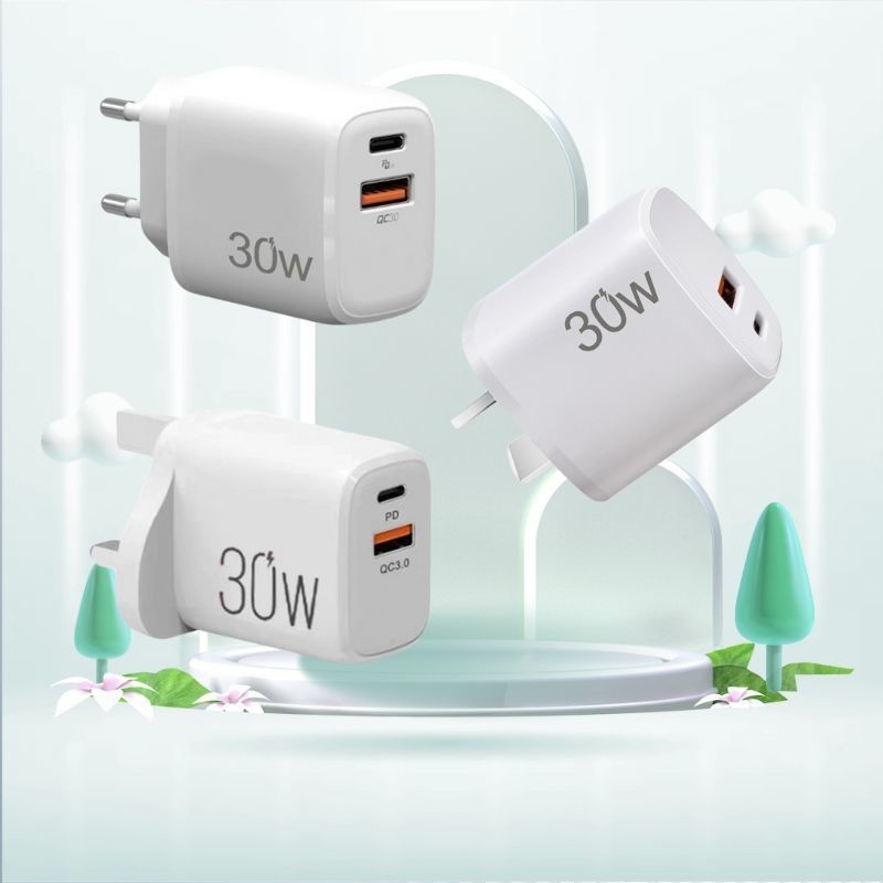 USB C Charger Block 30W PD Super Fast Charging Block Type C Plug Wall Adapter Quick Charge for Cell Phone