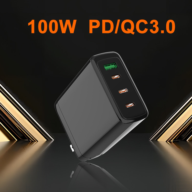 100W Charging Power Stock Station Hub 4 Power Port PD3.0 QC3.0 Fast Charging USB C Charger for I Phone Multiple Devices