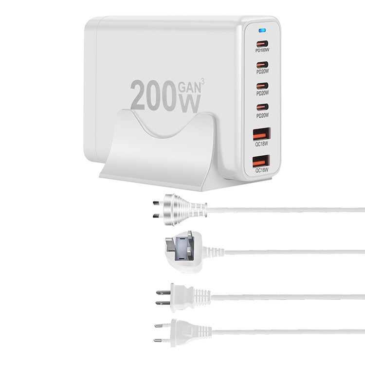 200W Compact Pd PPS Quick Charging Carregador Usb Type c 6 Ports Usb Charger Fast Charge