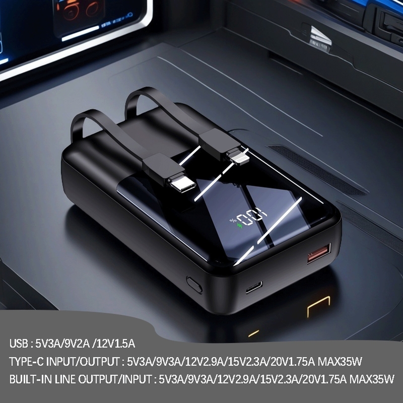 2024 NEW 20000mAh 35W Super Fast Charging Power Banks With LED Display Built in Double-Cablepower Banks & Power Station