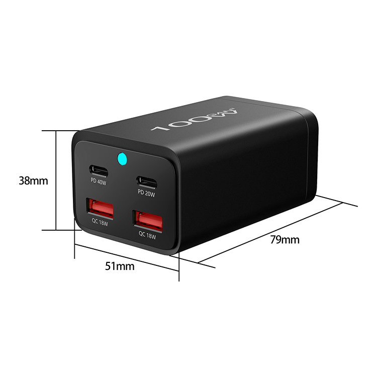 XZH up to 100W Total USB PD Powder Fast Charging Charger 100W PD GaN 4-Port Type-C USB-C Charger