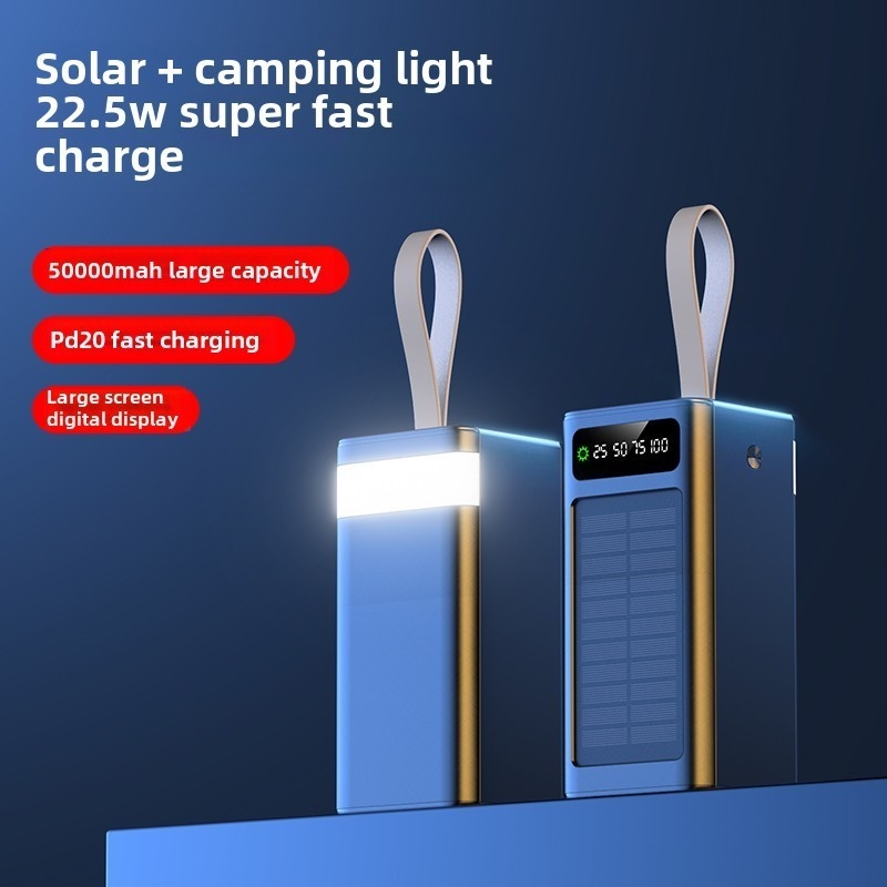 2025 Top Best Seller Outdoor 50000mAh Solar Power Bank 20000mah 30000mAh Travel 5-panel Portable Solar PowerBank Charger
