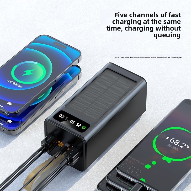 2025 Top Best Seller Outdoor 50000mAh Solar Power Bank 20000mah 30000mAh Travel 5-panel Portable Solar PowerBank Charger